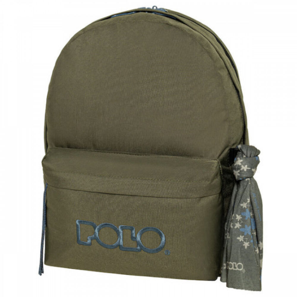 Polo Original Double Scarf Σχολική Τσάντα Πλάτης Γυμνασίου – Λυκείου με Θήκη για Παγούρι Χακί 27lt 30 x 24 x 42εκ 2026